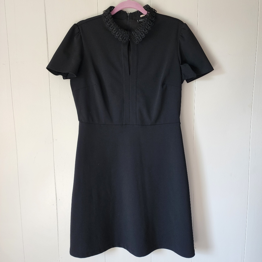Goth Whimsy Stella & Julie Sheath Dress Sleeveless Stretch Black Size 12 Lace